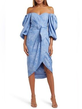 Forever New Elmira Puff-Sleeve Midi Dress US6